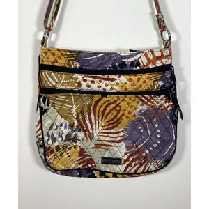 Vera‎ Bradley Painted Feathers Triple Zip Crossbody Hipster Purse Shoulder Bag